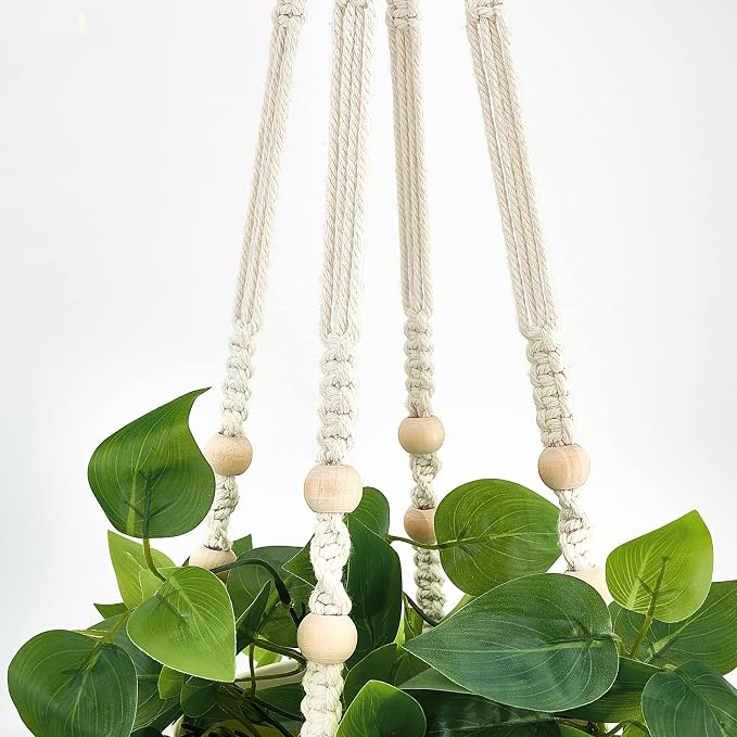 Mkono Fake Hanging Plant, Macrame Hanger - Image 5
