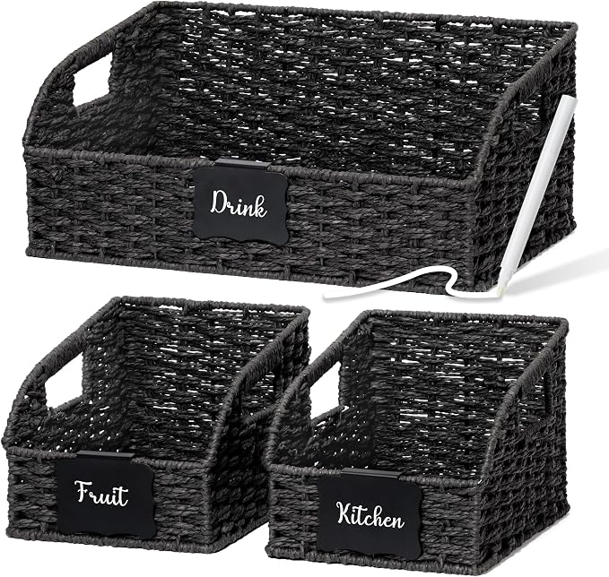 Pantry Organizers, Handwoven Large Wicker Baskets by Unknown