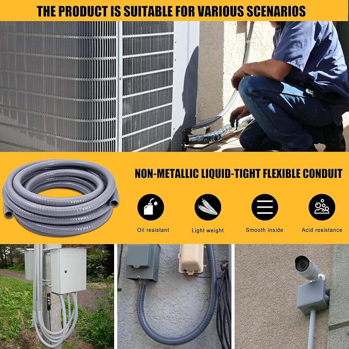 Liquid-Tight Conduit, 1-1/4 inch 25 Foot Flexible Non Metallic Electrical - Image 7