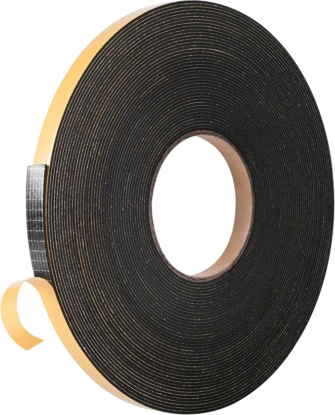 Self Adhesive Foam Tape Weatherstrip 1/2in x 1/16in x 66Ft High Density Foam by Kikerike