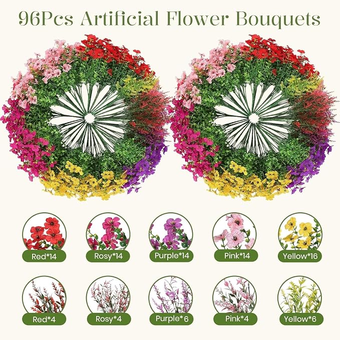 SHareconn 96 Bundles Artificial Flowers - Image 2