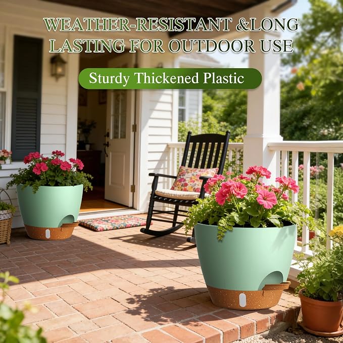 Self Watering Pots with Drainage Holes, 3 Pack 12/10/8 Inch Plant Pots with - Image 5