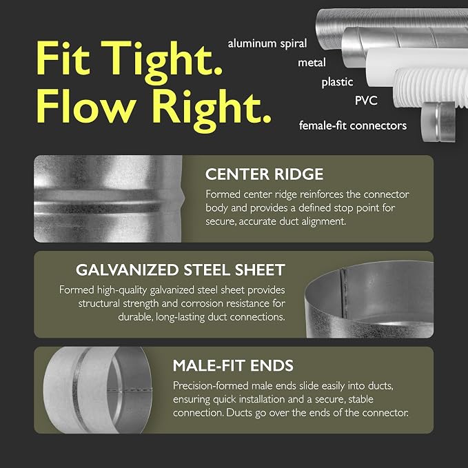 10 Inch Duct Connector for HVAC Ducting, Dryer Vent Hose - Image 4