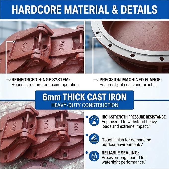 Duty Drain Irrigation Check Valve Round Flap Gate | 6mm solid metal - Image 3
