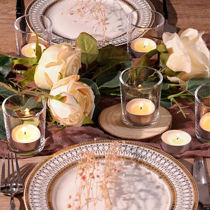 Letine 36-Pack Glass Votive Holders & White Tealights – Clean-Burning Smokeless - Image 8