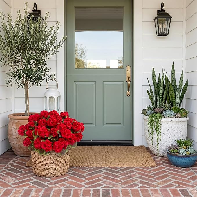 lovemoon 16 Pcs Artificial Geranium Plant Realistic Silk Flowers - Image 5