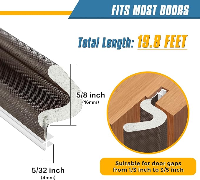 Door Weather Stripping, 19.8 FT V-Shaped Kerf Seal - Image 4