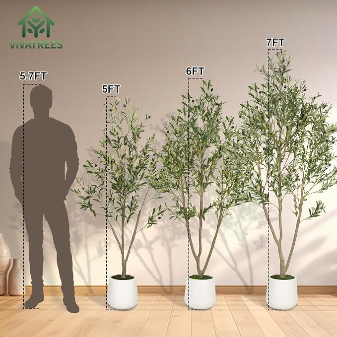 VIVATREES Olive Trees Artificial Indoor, 6FT Tall Faux Olive Tree - Image 3