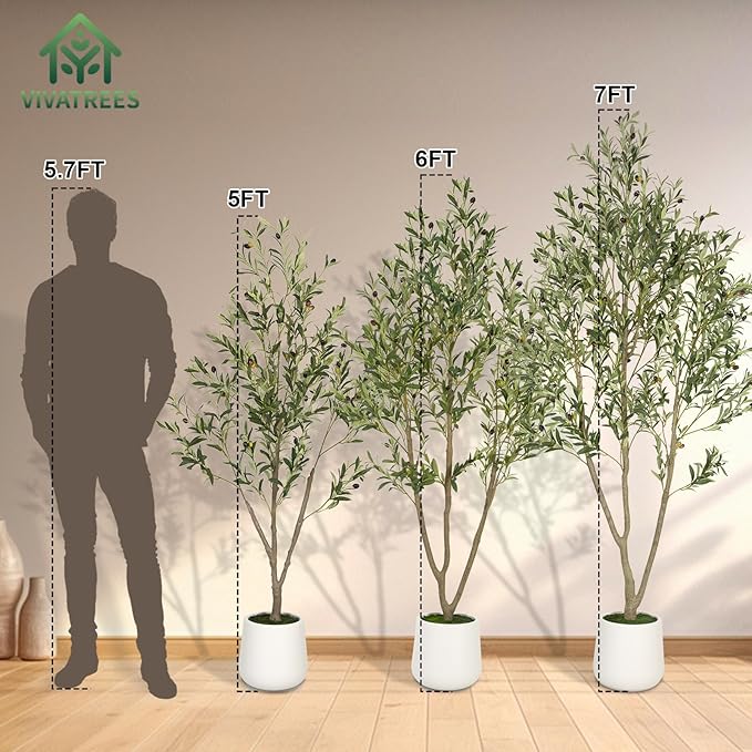 VIVATREES Olive Trees Artificial Indoor, 7FT Tall Faux Olive Tree - Image 3