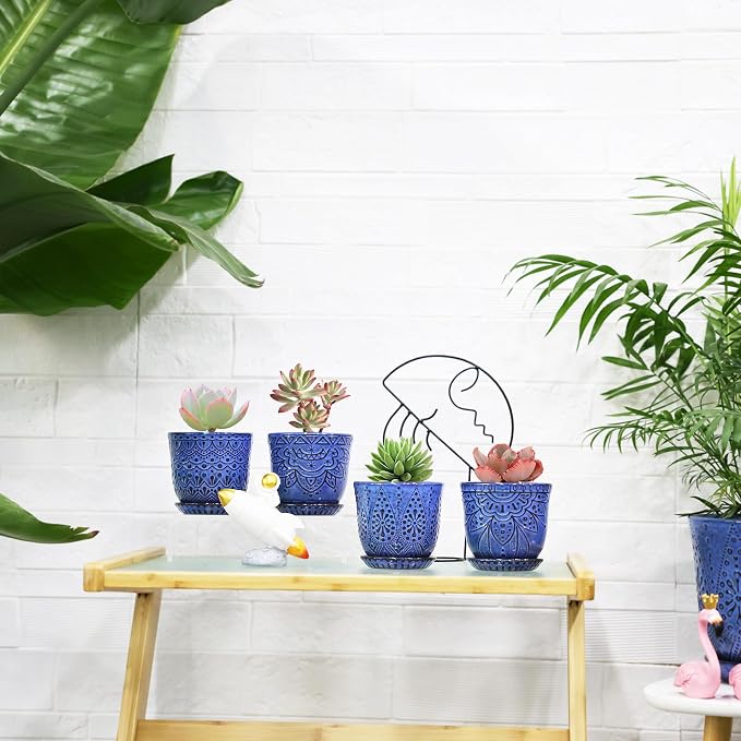 Gepege Ceramic Succulent Pots, 4 Inch Small Plant Pots - Image 5