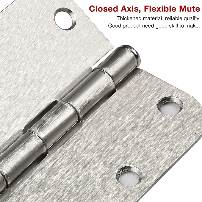 TDCHINGES Rounded Door Hinges Brushed Nickel 3.5" x 3 1/2 Inch 5/8" Radius | - Image 5