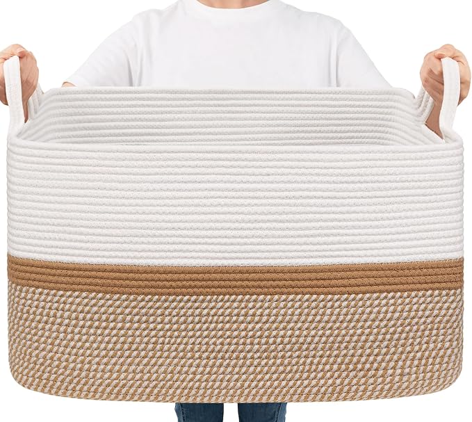 Goodpick Large Woven Rope Blanket Basket, Living Room, Bedroom & Nursery by Goodpick