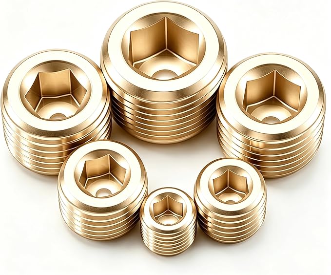 25 Pcs Brass Pipe Plug Fitting Assortment Kit, 5 Sizes 1/8" 1/4" 3/8" 1/2" 3/4" - Image 6