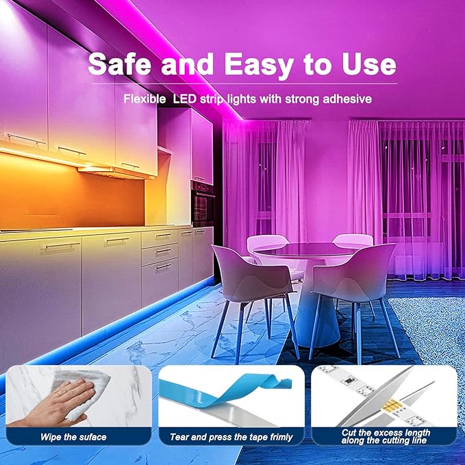 Battery Powered Strip Lights 6.6Ft RGB 5050 Color Changing TV Backlights | LED - Image 4