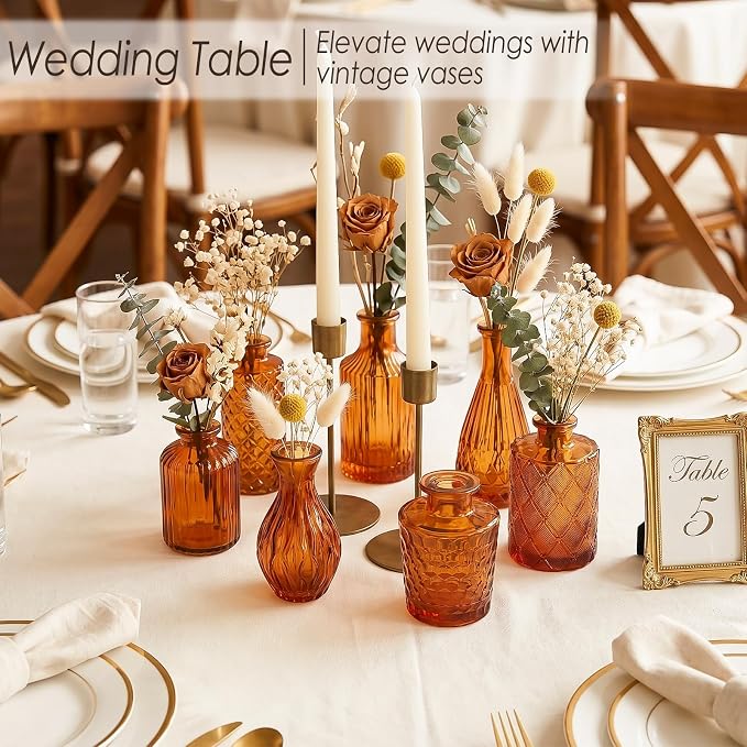 Brown Glass Bud Vases Set of 12, Mini Flower Vase - Image 2