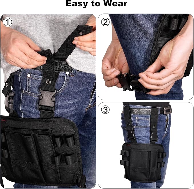 Tool Pouch Holster with Belt Clip Around Your Leg | Nylon, Electrician - Image 3