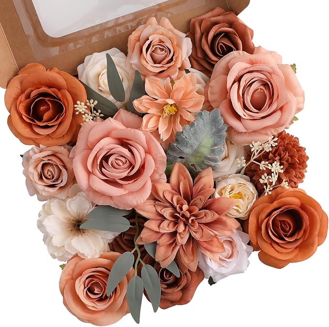 Artificial Flowers Fake Rose Flowers Dahlia by FloweroyalCrafts