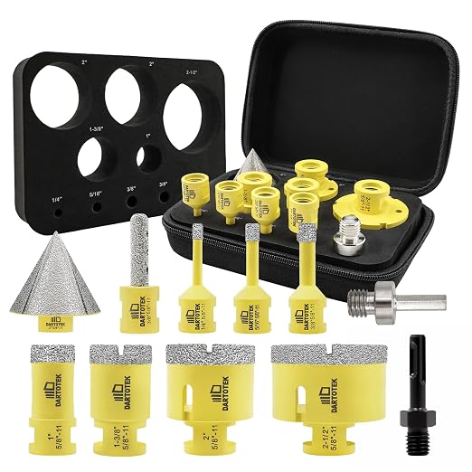 Diamond Core Drill Bits Set 10PCS Tile Hole Saw Kit by DARTOTEK