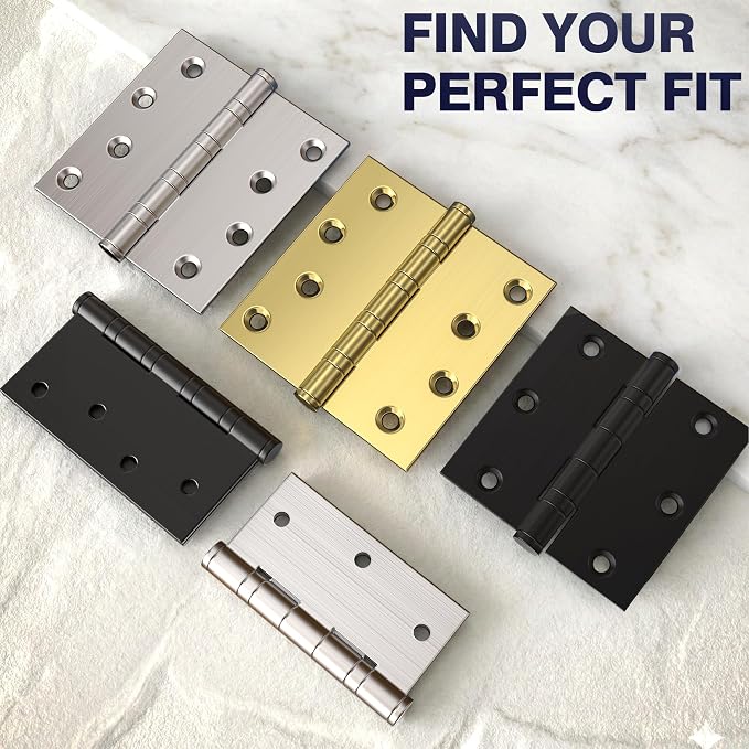 KOLET Ball Bearing Door Hinges, 4 x 4 Inches, Brushed Gold, 3 Pack | Square - Image 9