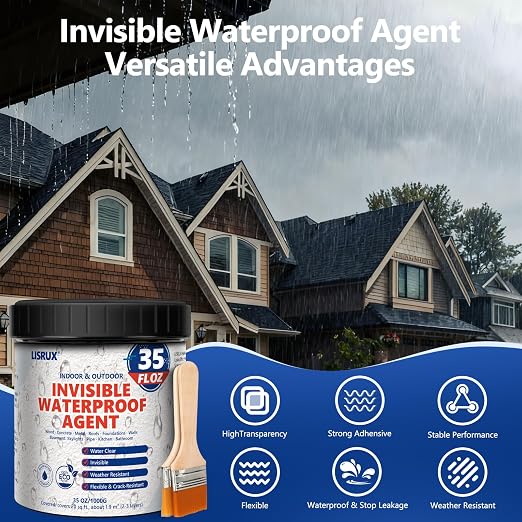 Waterproof Sealant 35 oz, Transparent Waterproof Coating, Water-Based Invisible - Image 2