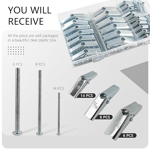 28 Sets 3 Sizes Hollow Wall Anchors Kit Butterfly Toggle Bolts Screws - Image 3