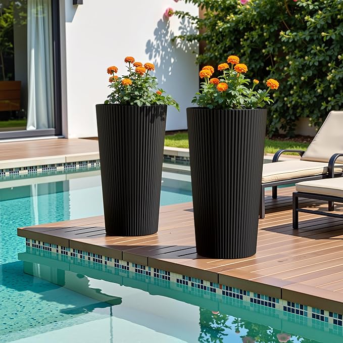 24" Tall Planters for Outdoor Plants Set of 2 - Image 9