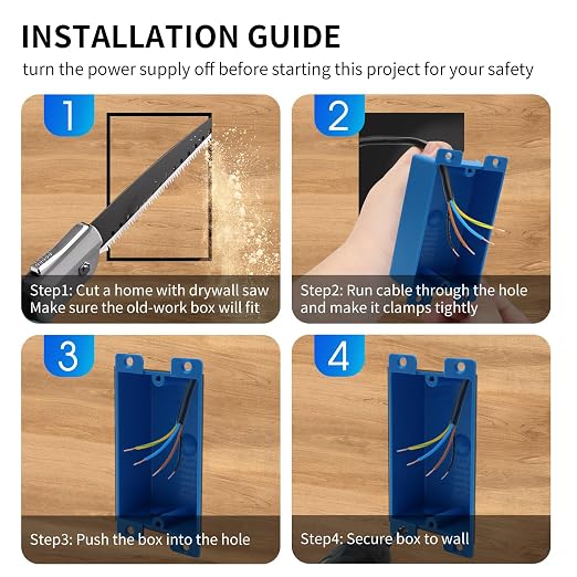 1-Gang Old Work Shallow Outlet Box, 8 Cu in, ETL Certified ，1 Pack | Blue PVC - Image 6