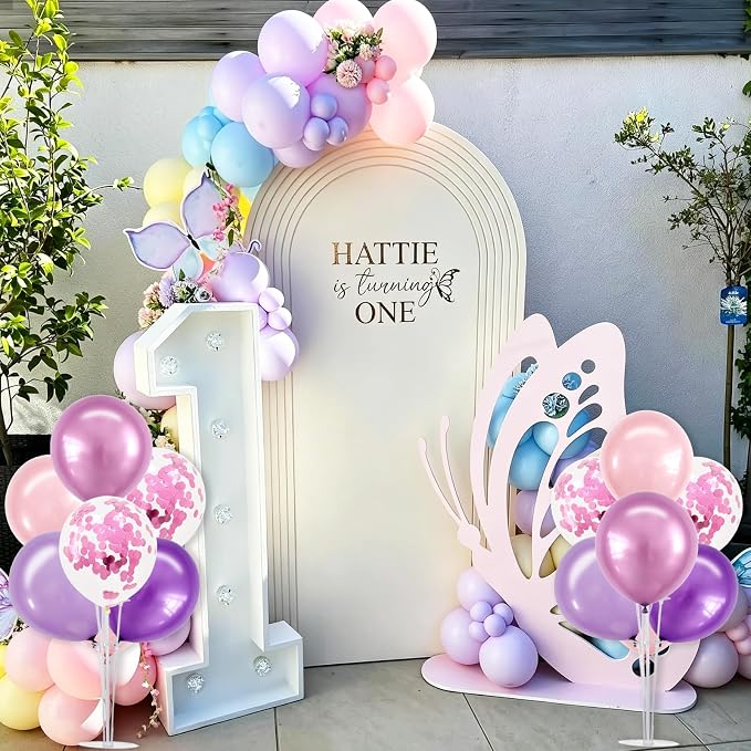 TONIFUL 4 Metallic Purple Pink Balloon Stand Balloon Centerpieces - Image 4