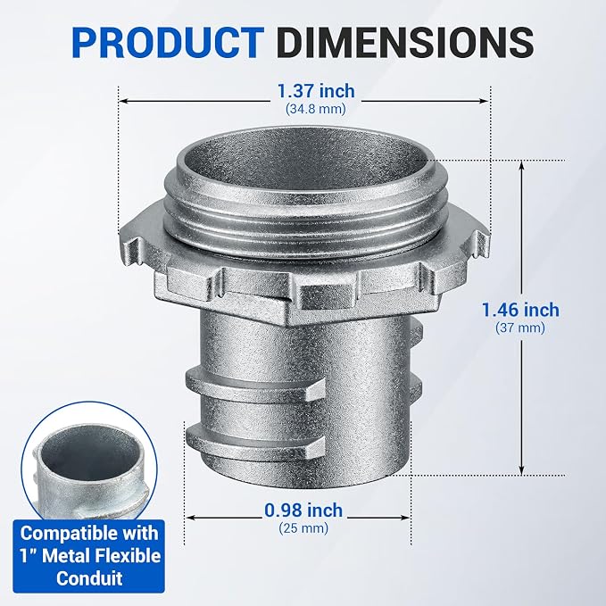 30 Pack 1-inch Flex Screw-in Connector, Screw-in Connector Conduit Fitting - Image 2