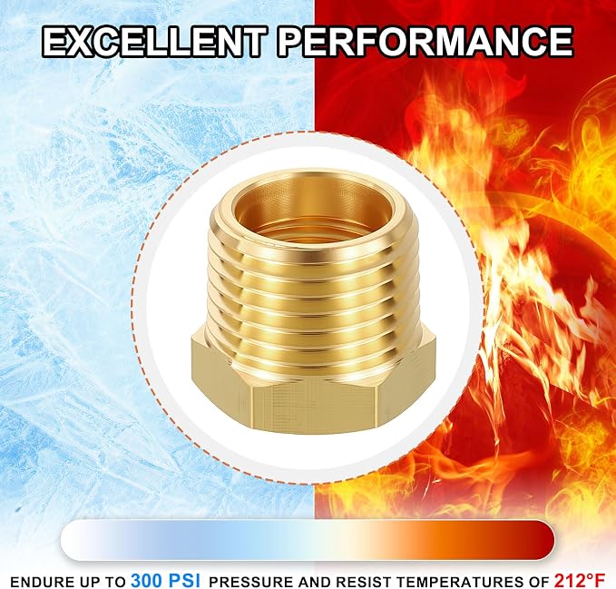 3 Pack Male to FeMale Adapter, 1/2" NTP Male x 3/8" NTP Female Brass Hex - Image 7