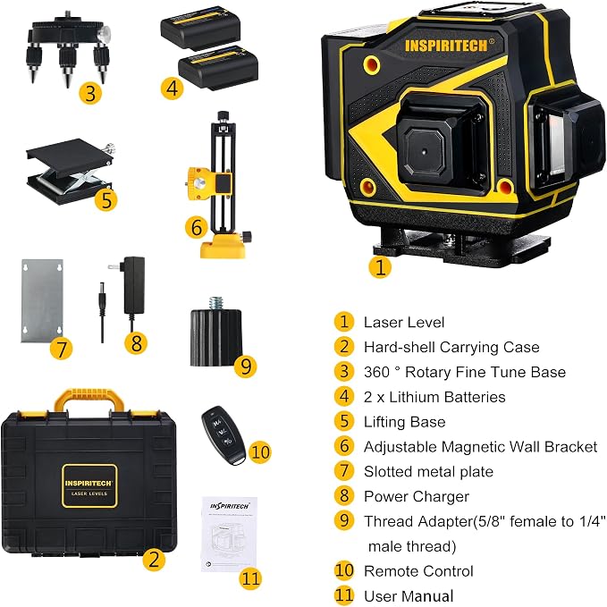 Floor Laser Level Self Leveling, 3x360 Horizontal Vertical Cross Line laser - Image 8