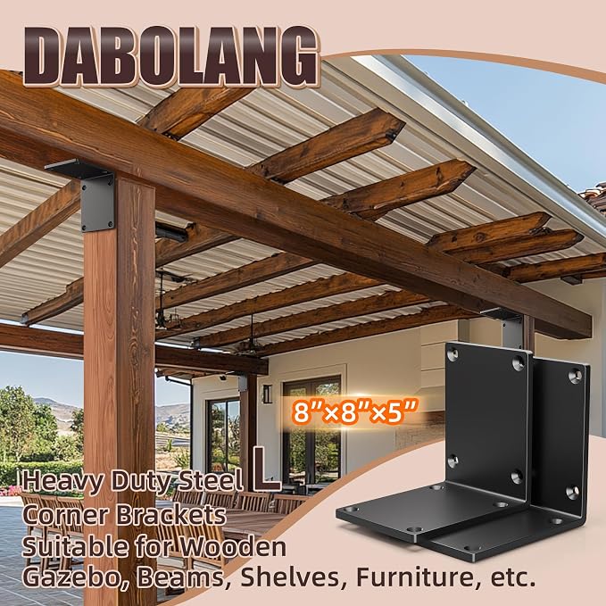 2 Pcs 8" X 8" X 6" Heavy Duty Steel L Angle Bracket - Image 4