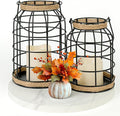 Rustic Farmhouse Decorative Lantern Set of 2, Boho Lanterns by Lumeavetra