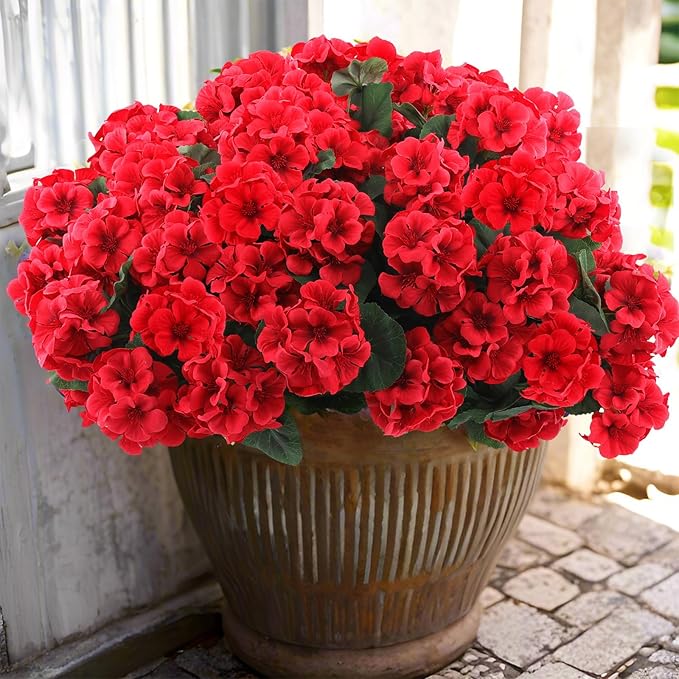 Hananona 12 Pcs Artificial Geranium Flowers by HANANONA
