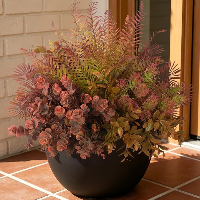 Hrobek 8 Bundles Fall Outdoor Faux Fake Plants UV Resistant | Realistic - Image 2