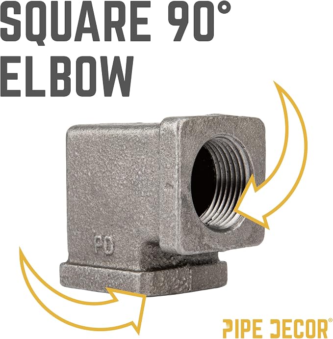 PIPE DECOR Square 90-Degree Elbow Fitting, 3/4 Inch, Shelving and Standard 3/4 - Image 3
