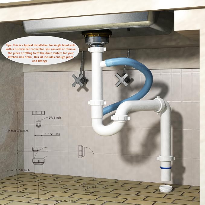 Kitchen Sink Drain Kit, for Most Kitchen Sink Drain Repair Kit and Bathroom - Image 5