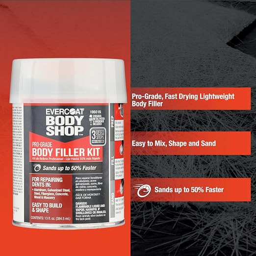 105015 Pro-Grade Body Filler Kit, Fiberglass & More, Easy Mix Hardener Included - Image 5