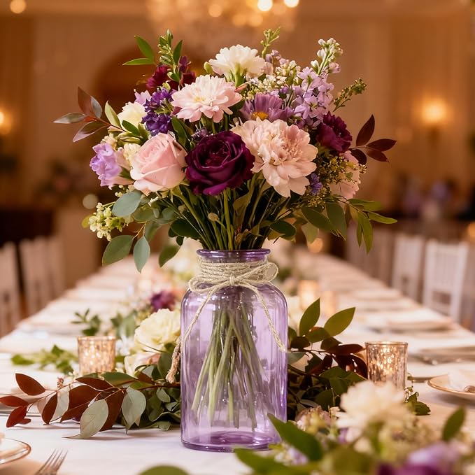 3 Pack Mason Jar Vases for Centerpieces, Wide Mouth Mason Jars - Image 5