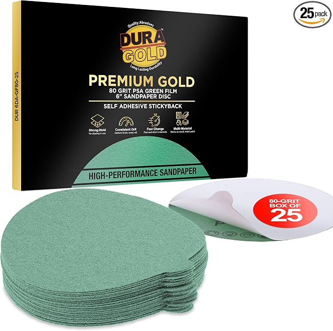 Dura-Gold Premium 6" Green Film PSA Sanding Discs by Dura-Gold