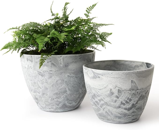 LA JOLIE MUSE Planter Pots, Indoor Outdoor Flower Pot, 8.6+7.5 Inch 2 Pack | by LaJol%C3%ADeMuse