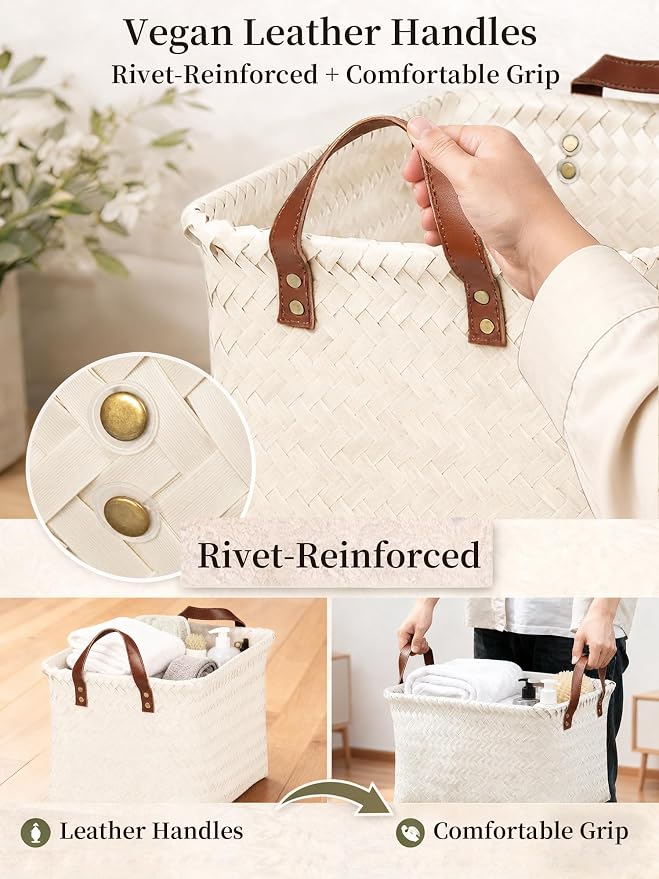 Wicker Storage Baskets, 4 Pack Woven Baskets - Image 6