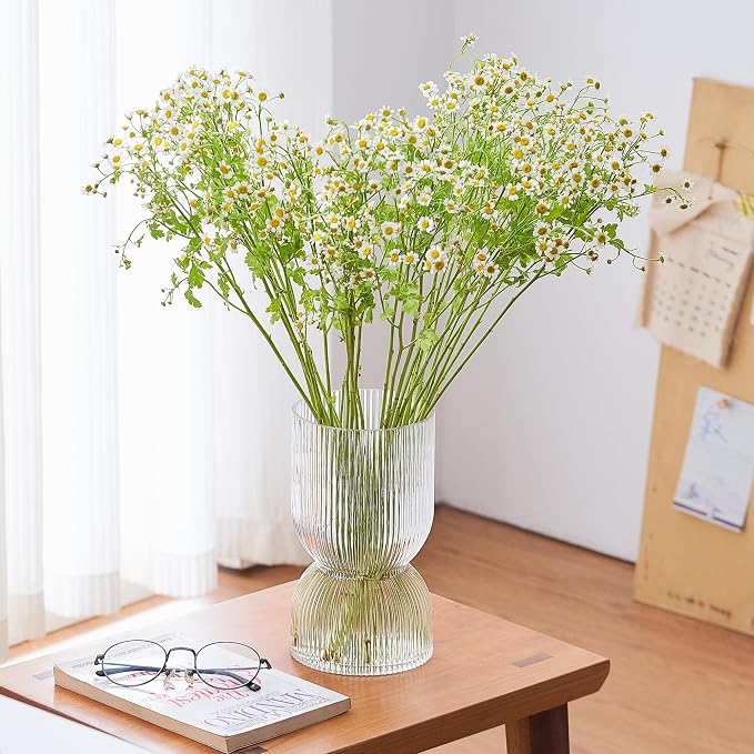 7.5 inch Vase for Flowers, Hourglass Bud Flower Vase for Bookshelf, Dinner Table - Image 2