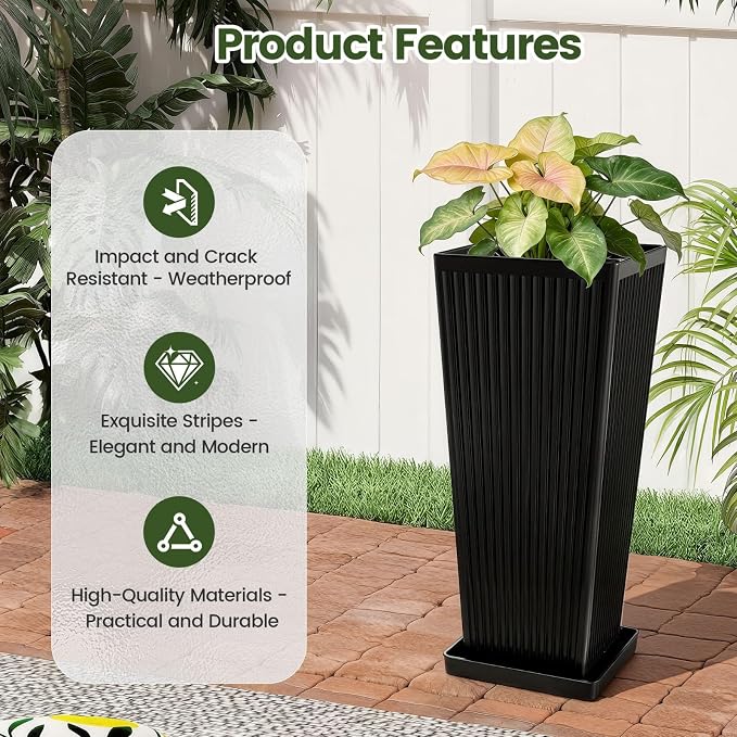 24" Tapered Tall Planters for Outdoor Plants - Image 4