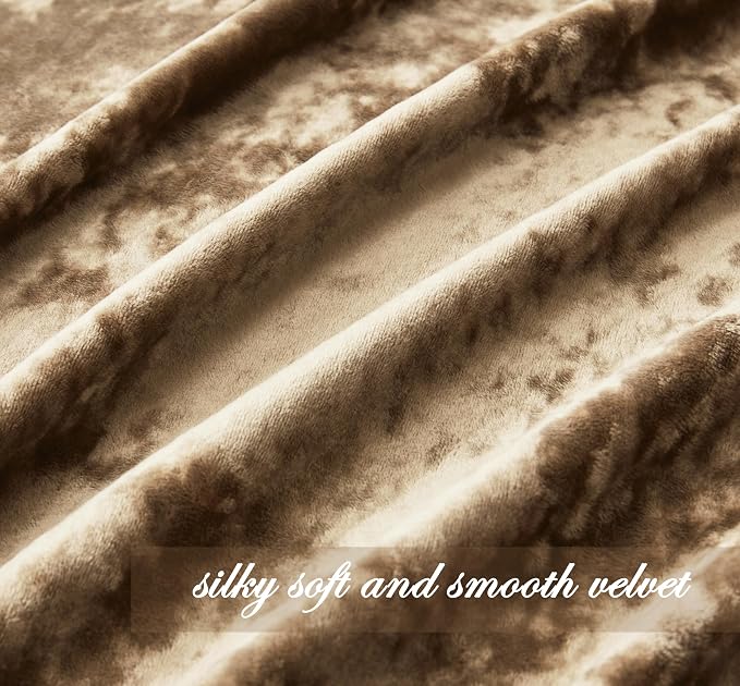 Chezmoi Collection Lux Tan Crushed Velvet Curtains 2 Panel Set - Image 6