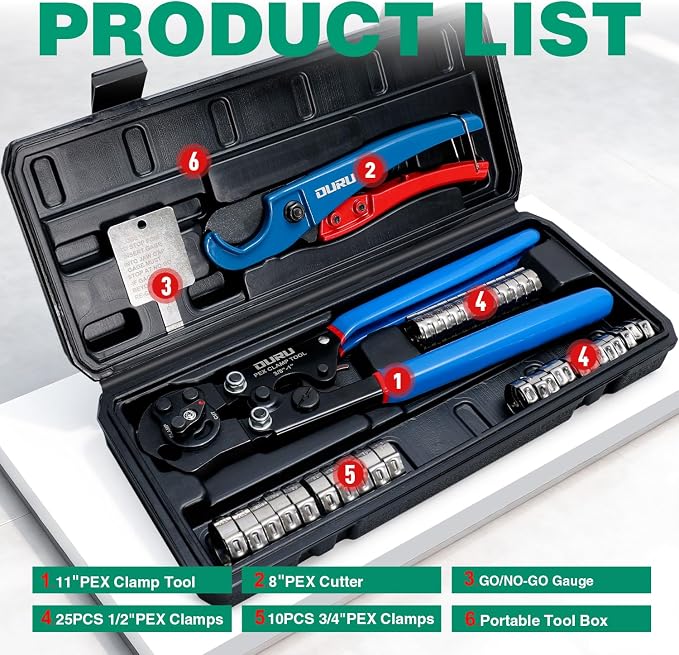OURU PEX Crimping Tool Kit, Cinch & Remove, 3/8" to 1", Storage Box | 2 IN 1 - Image 6