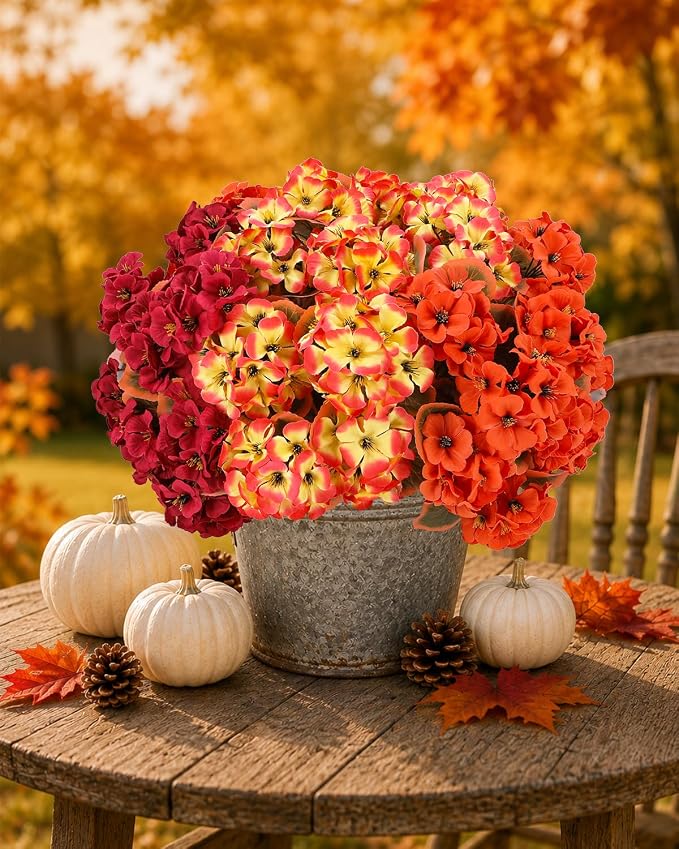 Artificial Fall Flowers for Outdoors, 6 Bundles Faux Geraniums | UV-Resistant - Image 7