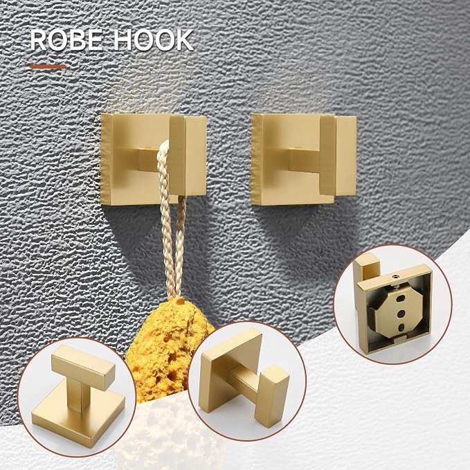 TQKAG 5 Piece Brushed Gold Bathroom Accessories 23.6" Bathroom Hardware Set - Image 3