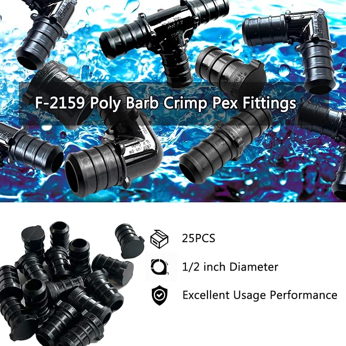 1/2 Inch Plug, Poly PPSU Barb Crimp Pex Fitting, No Lead Plastic Pex Fittings - Image 3