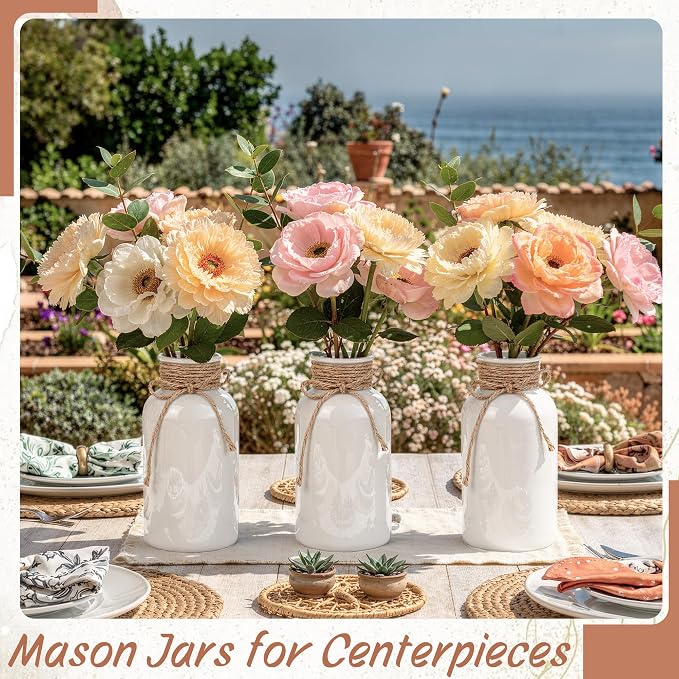 12 Pack Mason Jar Vases for Centerpieces, Wide Mouth Mason Jars - Image 5